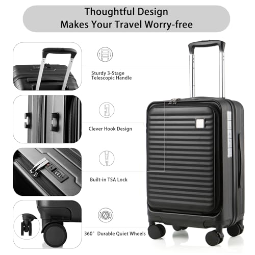 Expandable Hardside Carry-On Luggage with Spinner Wheels and TSA Lock Y87100