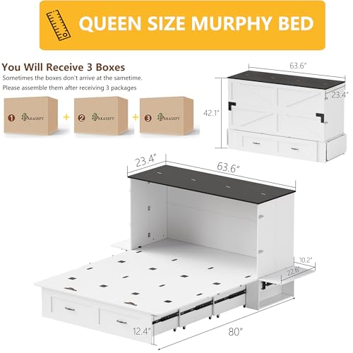 Murphy Bed Queen with Storage and Charging Station K2307