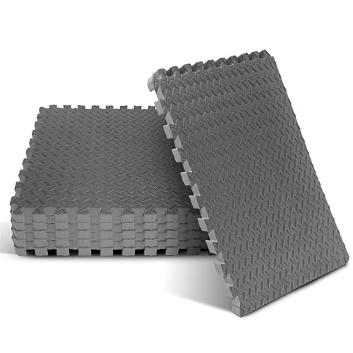 Puzzle Exercise Mat for Home Gym, EVA Interlocking Foam Floor Tiles with Border O344855