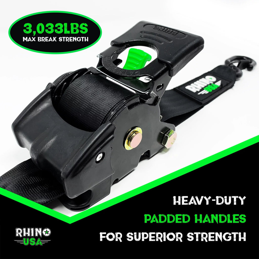 2" x 10' Retractable Ratchet Straps (2-Pack) - 3,033lb Max Break Strength F654725