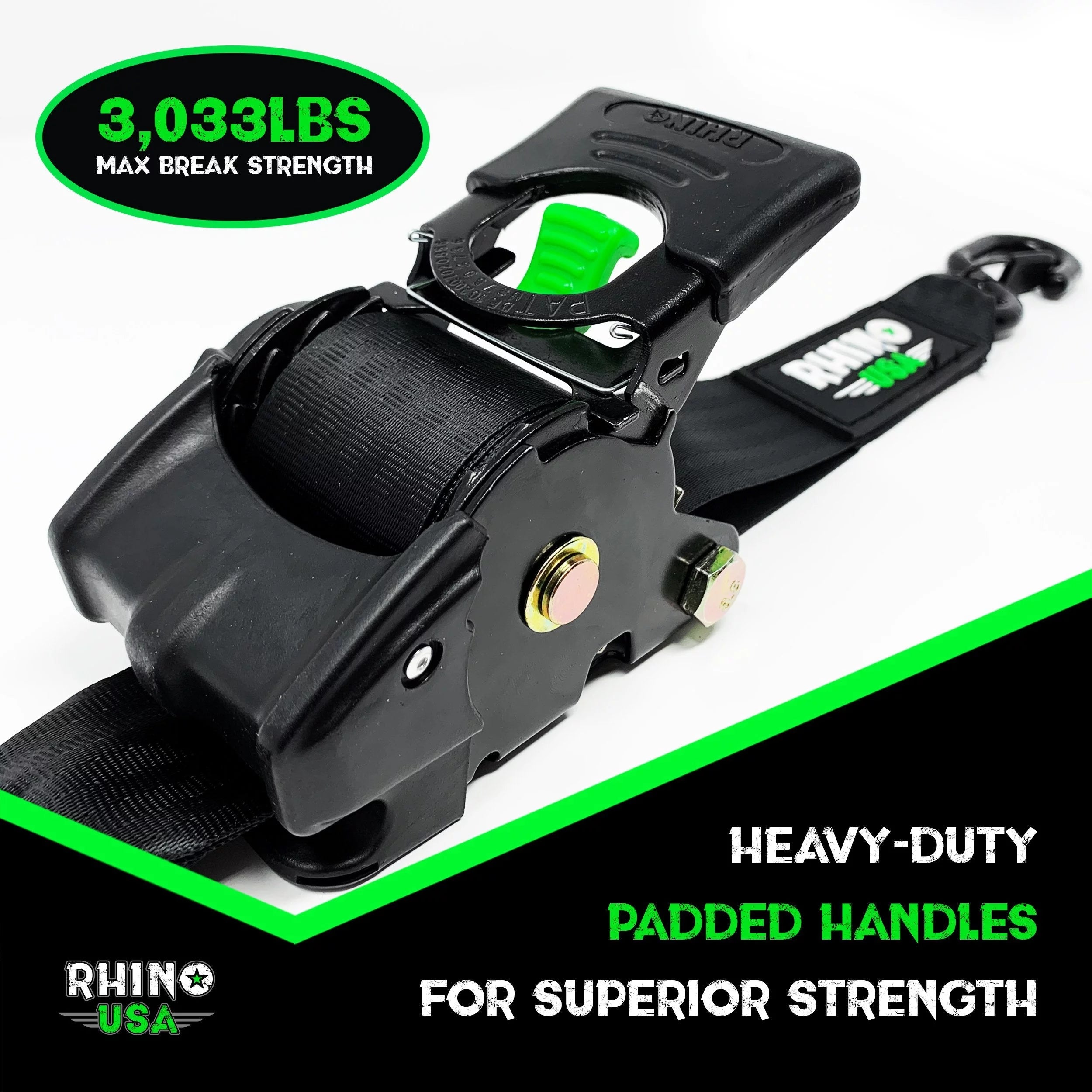 2" x 10' Retractable Ratchet Straps (2-Pack) - 3,033lb Max Break Strength F654725