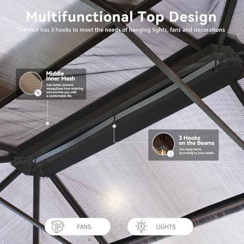12x16 Hardtop Gazebo with Netting and Curtains for Patio K27275