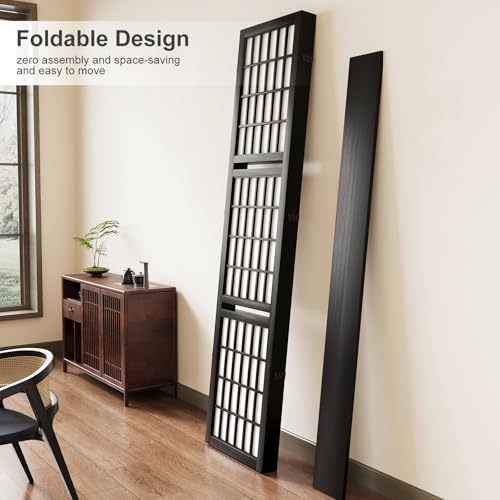 Japanese Shoji Style Folding Room Divider, 4 Panels, Black G5567