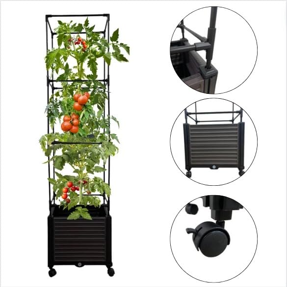 Trellis Planter Box with Caster, 2 Pack, Large Outdoor Garden Planter for Climbing Plants and Vegetables V478381