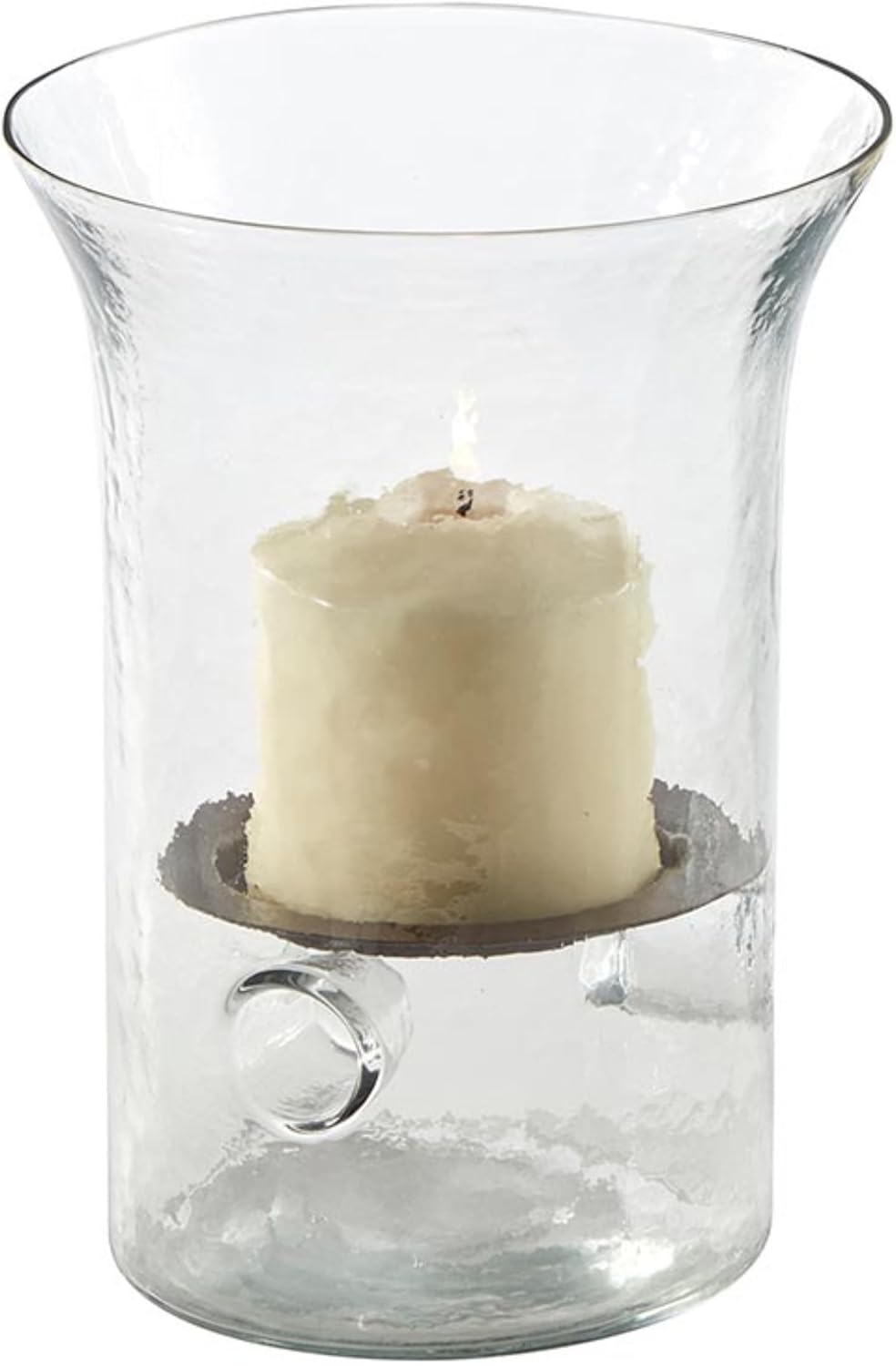 Hammered Glass Hurricane Candle Holder, Small, Clear V223