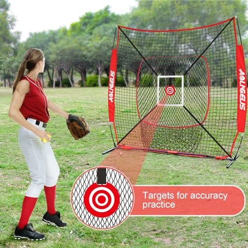 Baseball Softball Practice Net with Batting Tee and Strike Zone Target O4170