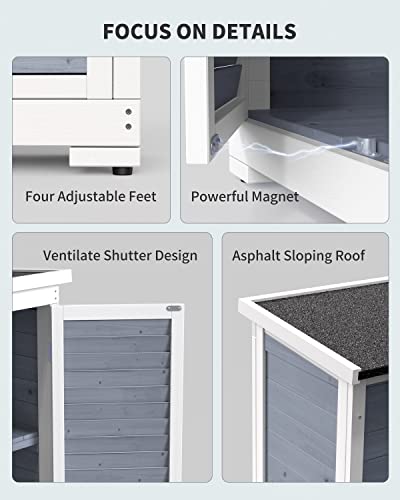 Outdoor Storage Cabinet with 3 Shelves, Double Lockable Wooden Garden Shed D368978