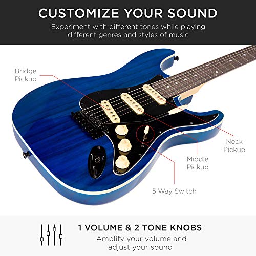 39in Full Size Beginner Electric Guitar Starter Kit with Case and Amp E13920