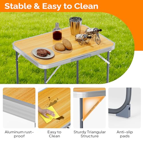 3ft Aluminum Folding Camping Table with Carrying Handle O3096