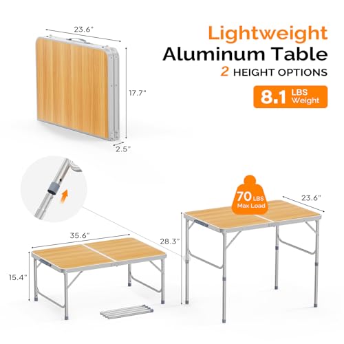 3ft Aluminum Folding Camping Table with Carrying Handle O3096