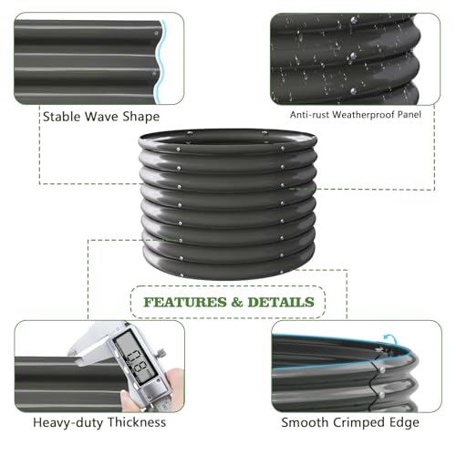 Galvanized Raised Garden Bed Oval Metal Planter Box for Vegetables Flowers U63502