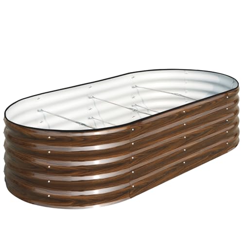 Galvanized Raised Garden Bed, 4x2x1ft Oval Metal Planter Box for Outdoor Plants Vegetables X93266