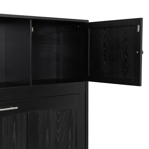 Queen Size Murphy Bed with Cabinet and LED Lights M1232