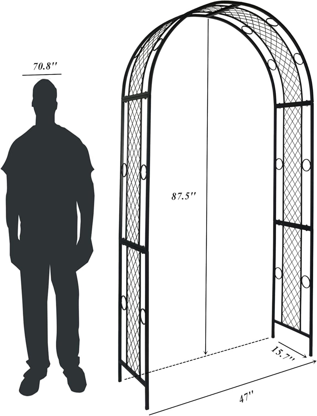 Metal Garden Arch Trellis for Climbing Plants, Black Q441333