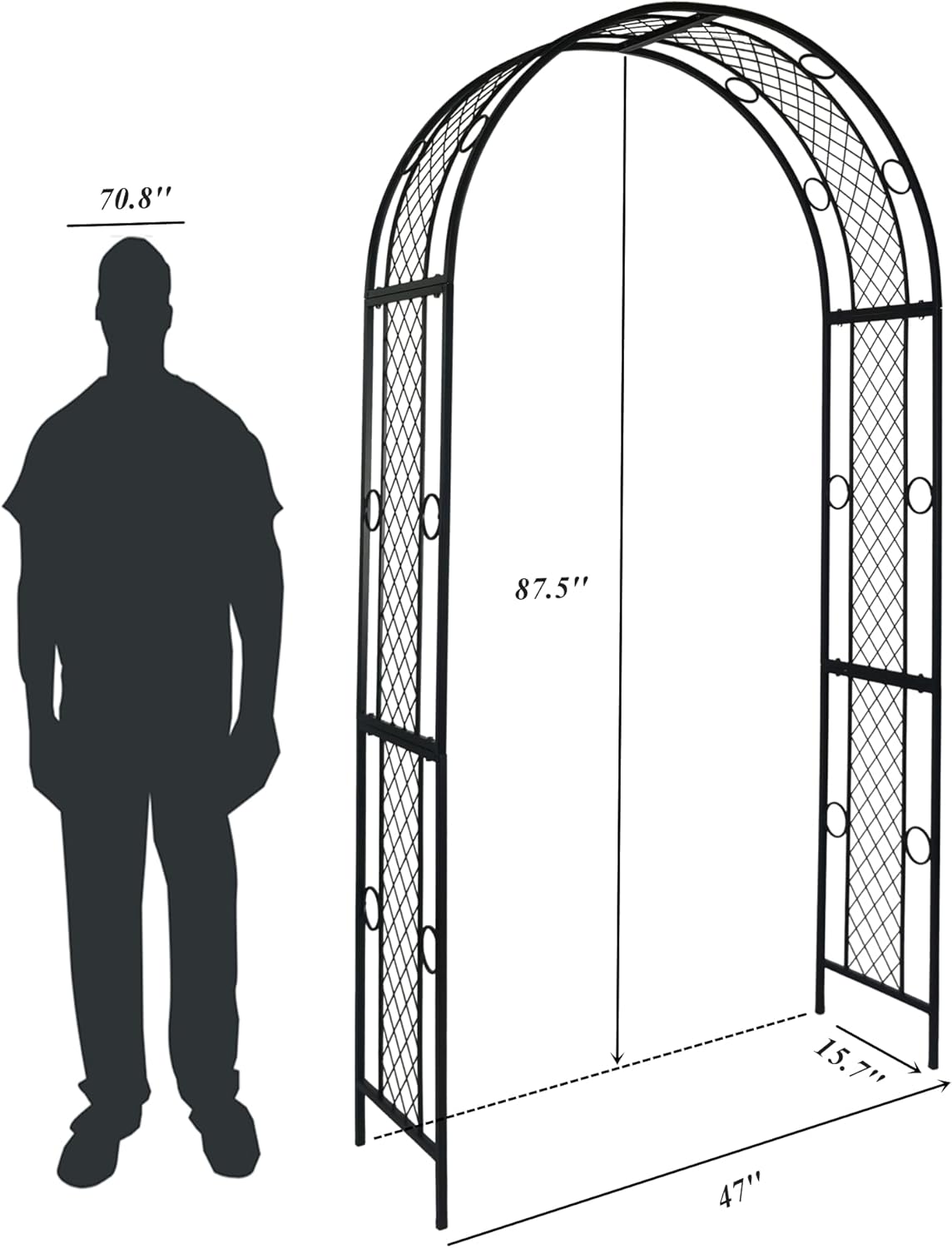 Metal Garden Arch Trellis for Climbing Plants, Black Q441333
