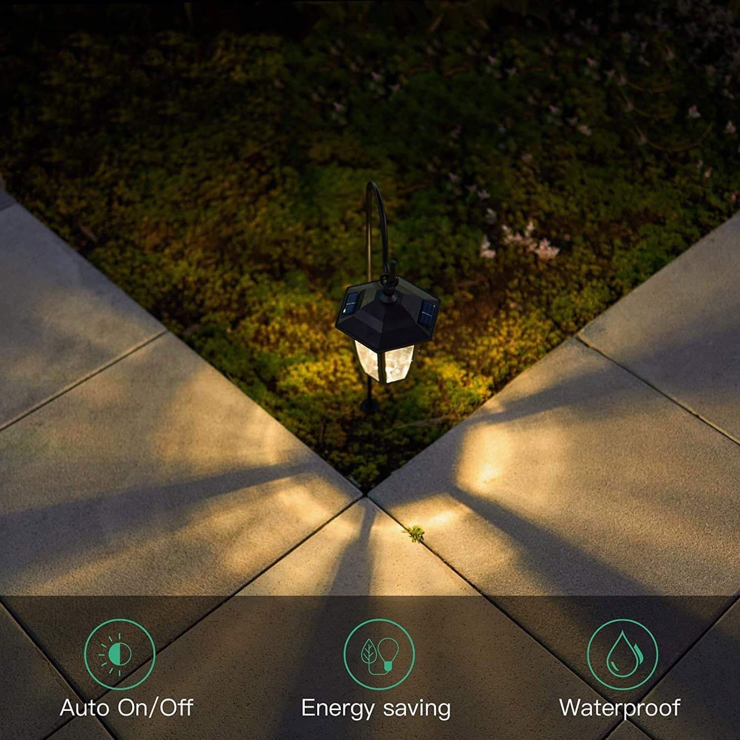 Solar Shepherd Hook with Hanging Lantern for Garden Path N7148