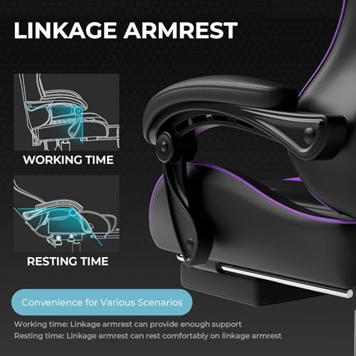 Gaming Chair with Footrest and Lumbar Support, Height Adjustable, Blue Y9034