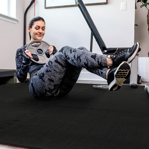 24 Pcs Interlocking Rubber Top Exercise Mats for Home Gym B471556