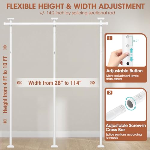 Room Divider Curtain Rod, No Drilling, Adjustable 4-10ft Height, Black B245252