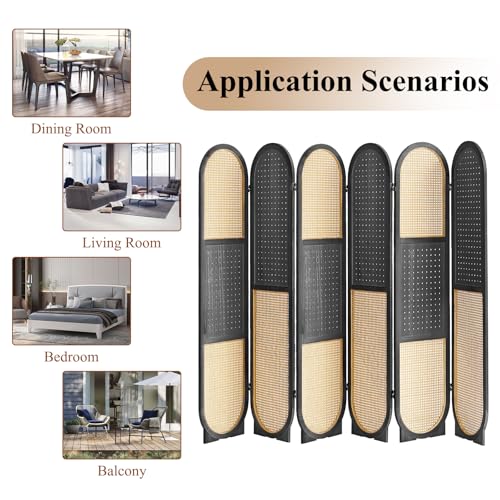 Wooden Pegboard Room Divider with Folding Privacy Screen, 5.6Ft, Light Brown D937870