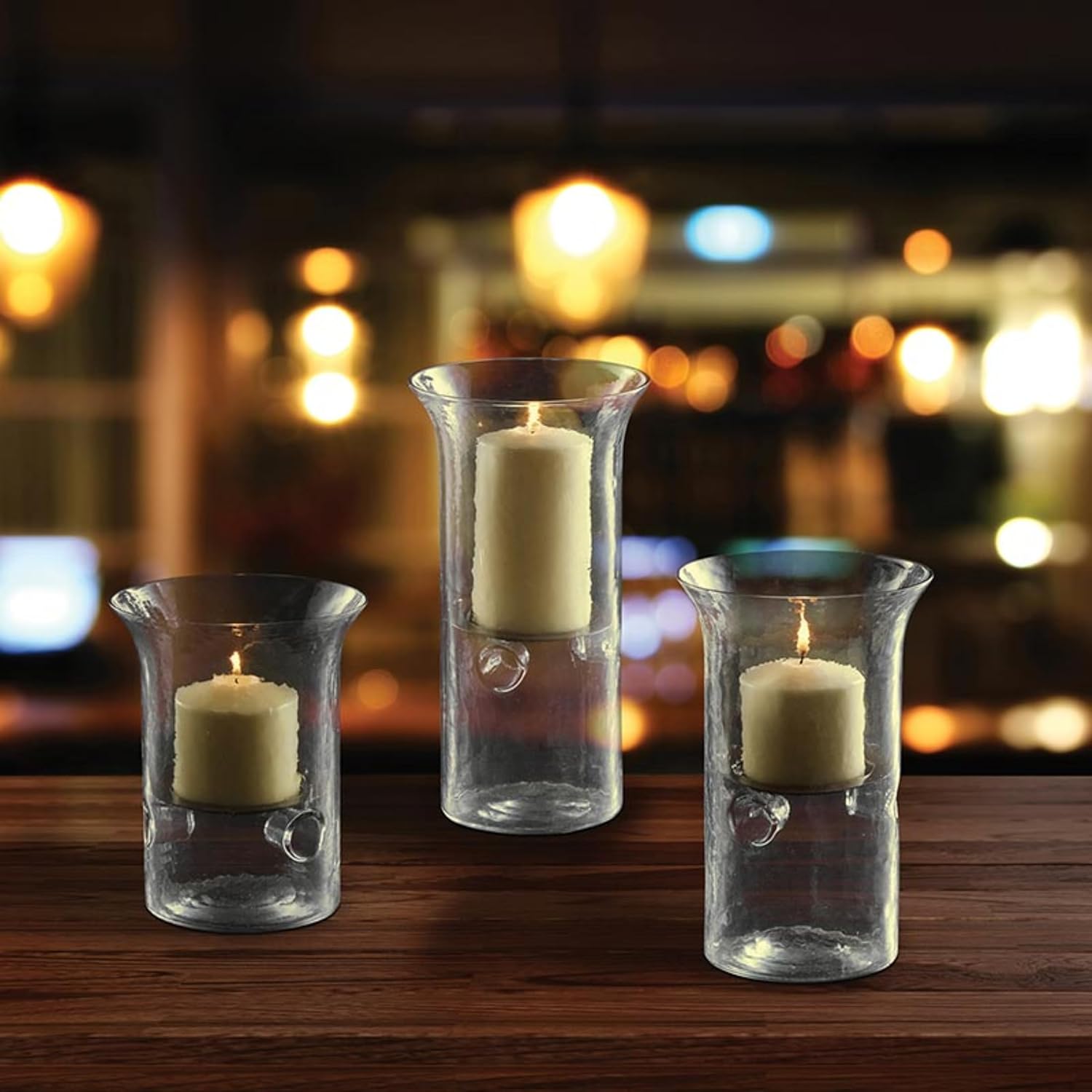 Hammered Glass Hurricane Candle Holder, Small, Clear V223