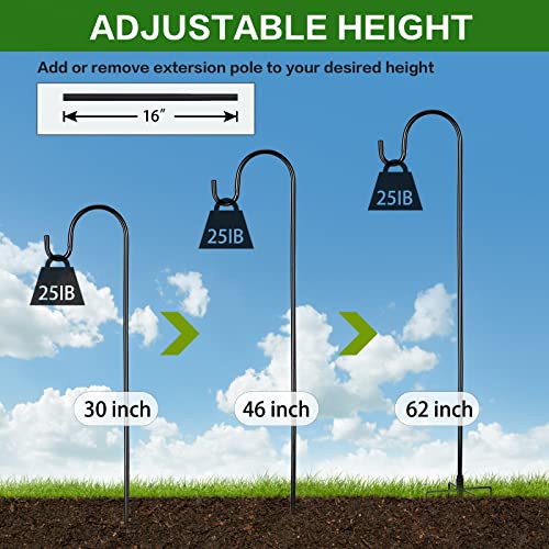 Outdoor Garden Shepherds Hooks 35 Inch Metal Stakes for Solar Lights T987