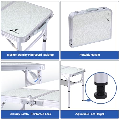 Adjustable Height Small Folding Camping Table with Mesh Layer B206