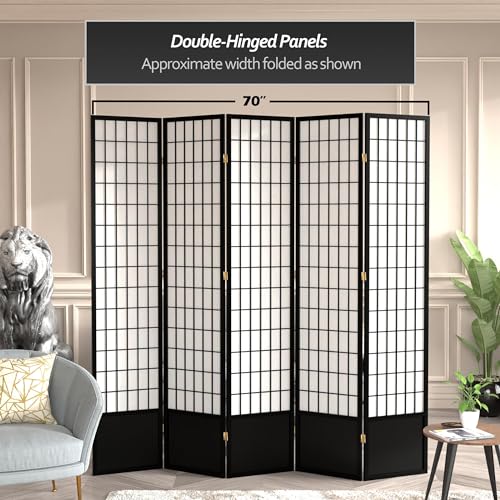 7 ft. Tall Window Pane Shoji Screen Room Divider, 3 Panels, White S15216