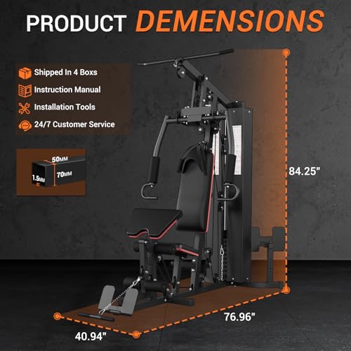 Home Gym Equipment Multifunctional Full Body Workout Machine with 150LBS Weight Stack and Pulley System K9984
