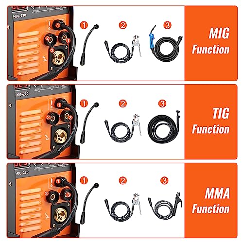 MIG Welder 270 Amp, 3 in 1 Portable Welding Machine with IGBT Inverter J457577