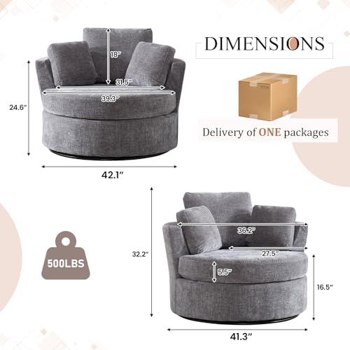 Round Swivel Barrel Chair with Ottoman for Living Room Bedroom G375183