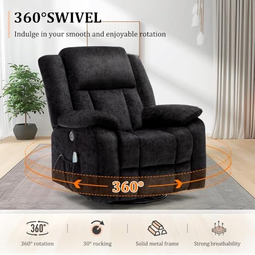 Swivel Glider Recliner Chair with Massage and Heating U99902