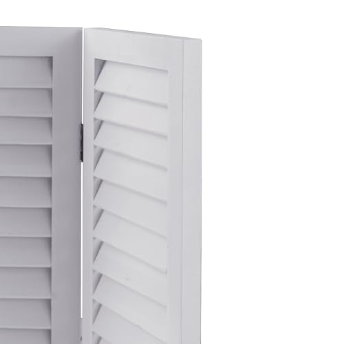 Wood Short Room Divider 3 Panel, 2.6 Ft Tall Folding Partition, White Freestanding Wall for Home Office O18628