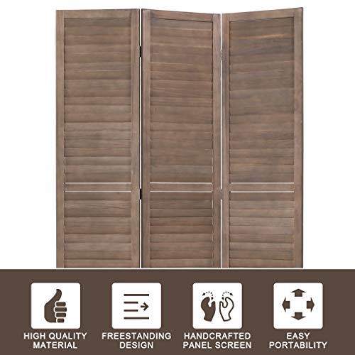 6 Panel Wood Room Divider Privacy Screen Freestanding White U13428