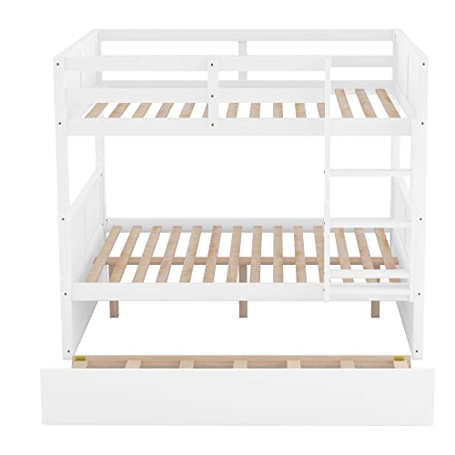 Twin Over Full Bunk Bed with Slide and Stairs for Kids I642