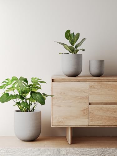 Ceramic Plant Pots with Drainage Hole, Set of 3, White R6124