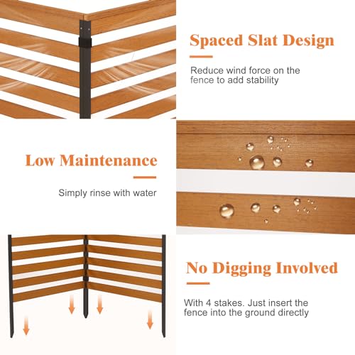 Outdoor Privacy Screen with Heavy Duty Stakes, Weather Resistant, 51"H x 39"W, 2-Panels T24610