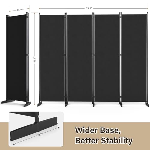 Room Divider 4 Panel, 80" W Portable Wall Divider for Room Separation, Freestanding Folding Privacy Screen Z571231
