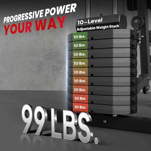 Home Gym System with 99Lbs Weight Stack for Full Body Exercise R401