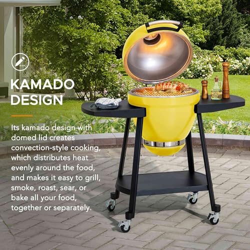 Charcoal Kamado Grill with Pizza Stone and Wheels Y970299