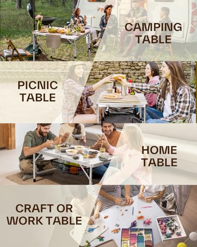 Adjustable Height Small Folding Camping Table with Mesh Layer B206