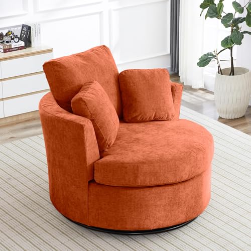 Round Swivel Barrel Chair with Ottoman for Living Room Bedroom G375183