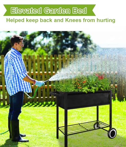 Raised Garden Bed with Legs on Wheels for Outdoor Plants J926