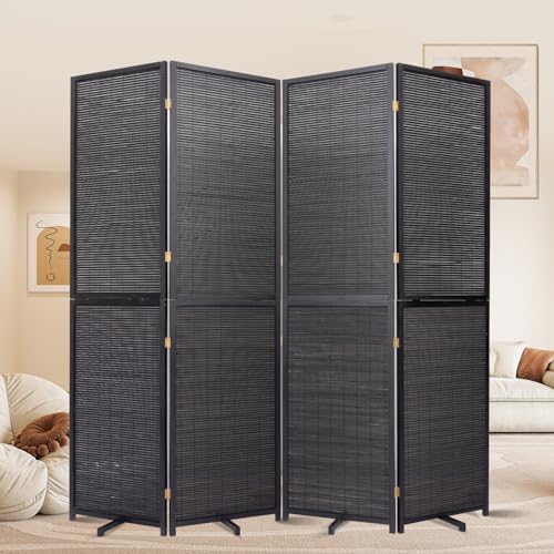 Bamboo Room Divider 4 Panel Freestanding Folding Privacy Screen T33053