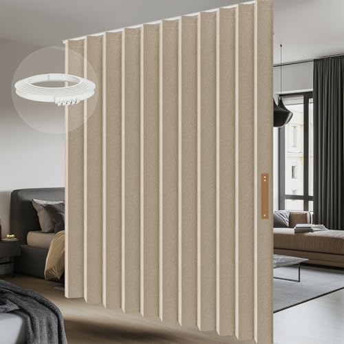Blackout Accordion Room Divider Curtains with Ceiling Track for Bedroom Patio Sliding Door Q924855