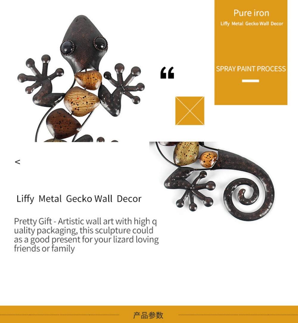 Metal Gecko Wall Decor for Garden Outdoor Sculptures 2 Pack C448514