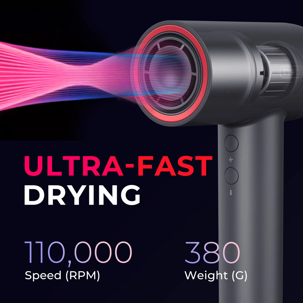 Ionic Hair Dryer, 1500W High Speed Blow Dryer with 110,000 RPM Motor, Low Noise for Home and Travel M44813