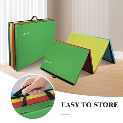 Folding Exercise Gymnastics Mat, 4x8x2 Inch, with Carrying Handles P466