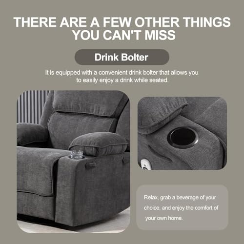 Massage Recliner Chair with Heat, Swivel Rocking, Cup Holders L468