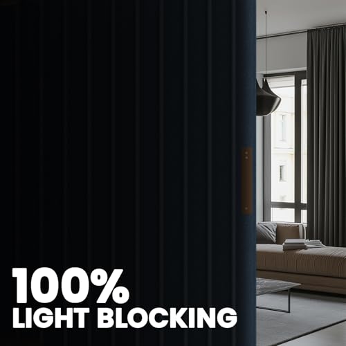 Blackout Accordion Room Divider Curtains with Ceiling Track for Bedroom Patio Sliding Door Q924855